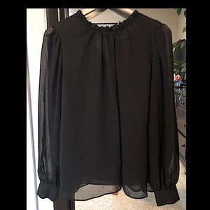 Worthington ruffled high neck blouse sz L